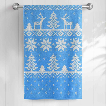 Полотенце махровое 70*130см Сканди 2 Спокойный синий МХ40 Самойловский текстиль *1