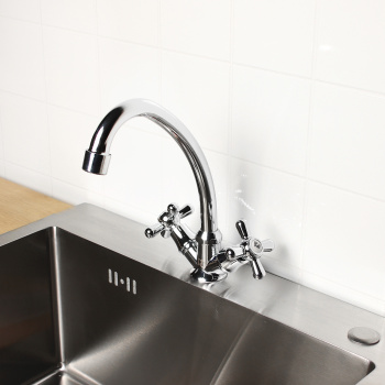 Смеситель для кухни Roegen RP033A, высокий излив, двухвентильный