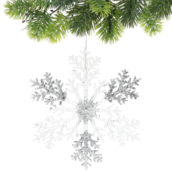 Подвеска новогодняя "Мерцающая снежинка" 32 см, Белый