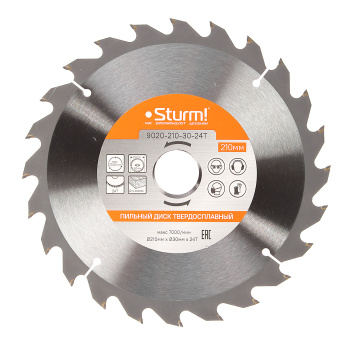 Диск пильный 210*30,0мм 24 зубьев по дереву (9020-210х30х24Т) Sturm  *1/40 Диск пильный 210*30,0мм 24 зубьев по дереву (9020-210х30х24Т) Sturm  *1/40