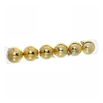 Набор новогодних шаров "Глянец", диаметр 6 см, 6 шт., золотой Набор новогодних шаров "Глянец", диаметр 6 см, 6 шт., золотой