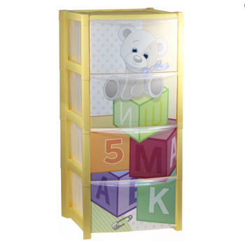 яяяКомод пластм. детский "ДЕКО" "Кубики" 4 ящика 770х380х360мм М2792 ("М-Пластика") *1