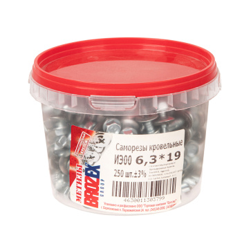 Саморезы кровельные 6.3х19 мм BROZEX, оцинкованная сталь, 250 шт.