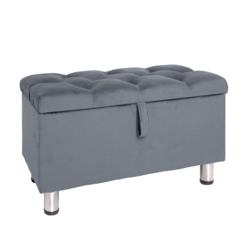 Банкетка прямоугольная 750х400х480мм с каретной стяжкой велюр КОНФЕТТИ СИЛЬВЕР *1