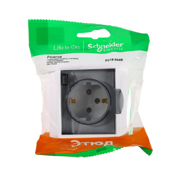 Розетка "Этюд" СП 1-мест. белая с з/к з/ш влагозащ. РС16-044 *1/14