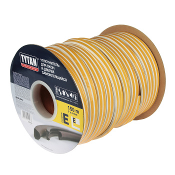 Уплотнитель TYTAN, 9х4 мм, для окон и дверей, профиль E, белый