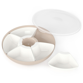 Блюдо пластм. "менажница" "Оазис" d285мм с крышкой М9023 ("Аьлтернатива") *1/9