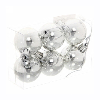 Набор новогодних шаров "Глянец", диаметр 6 см, 6 шт., серебро Набор новогодних шаров "Глянец", диаметр 6 см, 6 шт., серебро