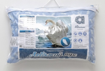 Подушка Лебяжий пух 50*70см чехол тик/хлопок, сумка ЛПТС-57 Адамас *1/10