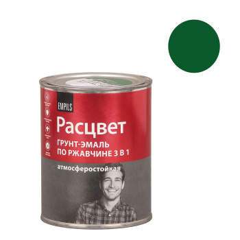 Грунт-эмаль 0.9 кг по ржавчине Расцвет, зеленая