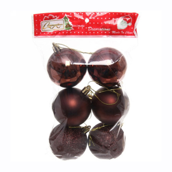 Новогодние шары 6 см (набор 6 шт) "Микс фактур", Шоколад (пакет) Новогодние шары 6 см (набор 6 шт) "Микс фактур", Шоколад (пакет)