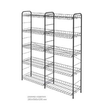 Стеллаж металл. "Ника" выс.1,57м, шир.1,3м, гл.0,28м, 5 полок Черный арт.СПУ3/Ч (Ижевск) *1